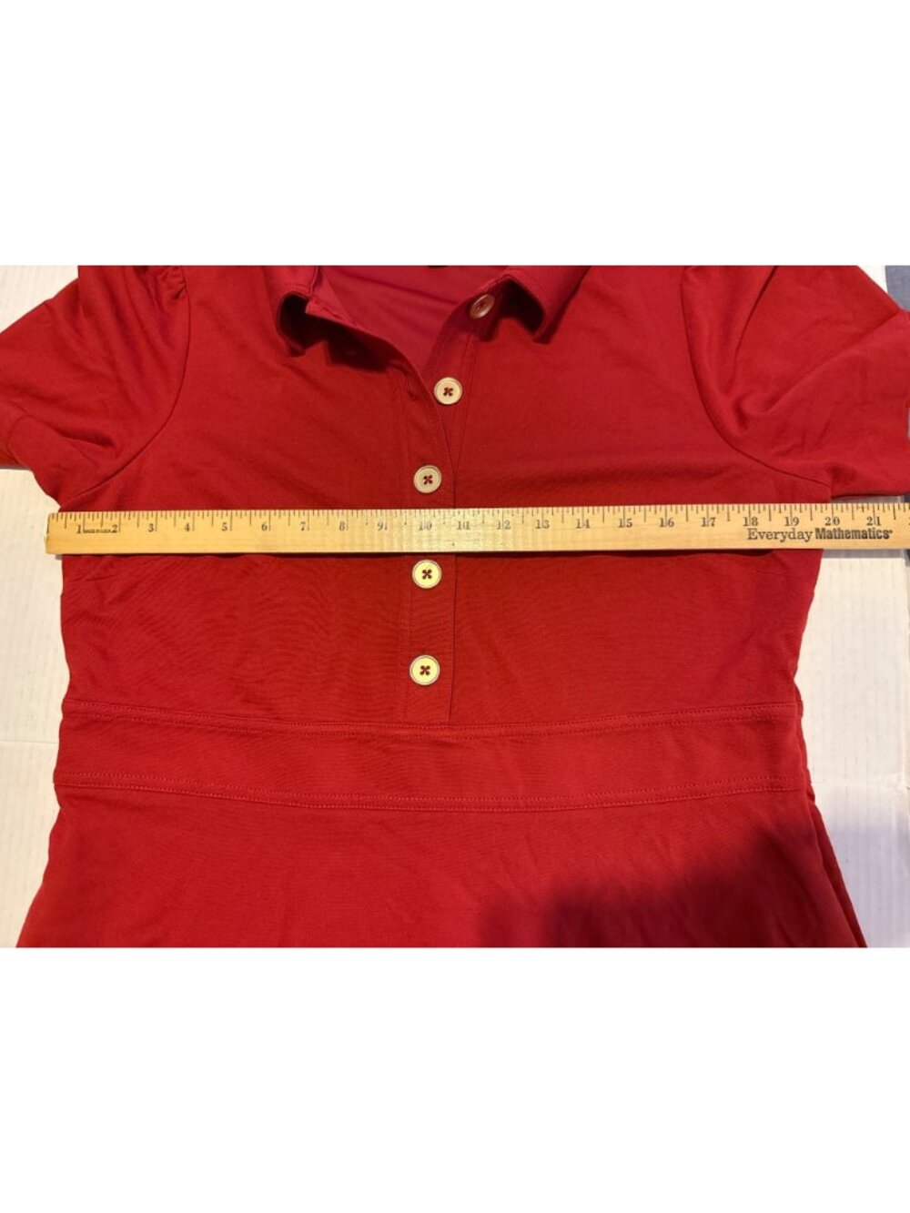 Boden Nicolette Ponte Red Shirt Minimalist Zip Dress With Gold-Tone Buttons 12 - Picture 11 of 16